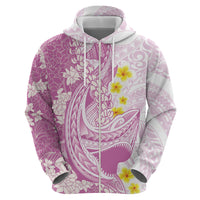 Purple Hawaii Shark Tattoo Zip Hoodie Puakenikeni Lei Plumeria Polynesian Pattern LT14 - Polynesian Pride
