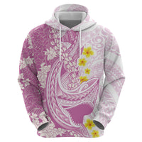 Purple Hawaii Shark Tattoo Zip Hoodie Puakenikeni Lei Plumeria Polynesian Pattern LT14 - Polynesian Pride