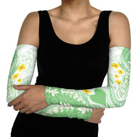Green Hawaii Shark Tattoo Arm Sleeves Puakenikeni Lei Plumeria Polynesian Pattern LT14 - Polynesian Pride