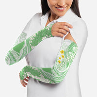 Green Hawaii Shark Tattoo Arm Sleeves Puakenikeni Lei Plumeria Polynesian Pattern LT14 - Polynesian Pride