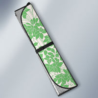 Green Hawaii Shark Tattoo Auto Sun Shade Puakenikeni Lei Plumeria Polynesian Pattern LT14 - Polynesian Pride
