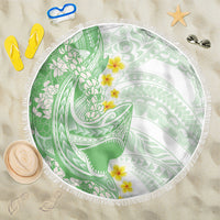 Green Hawaii Shark Tattoo Beach Blanket Puakenikeni Lei Plumeria Polynesian Pattern LT14 One Size 150cm Green - Polynesian Pride
