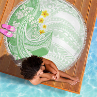 Green Hawaii Shark Tattoo Beach Blanket Puakenikeni Lei Plumeria Polynesian Pattern LT14 - Polynesian Pride