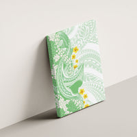 Green Hawaii Shark Tattoo Canvas Wall Art Puakenikeni Lei Plumeria Polynesian Pattern
