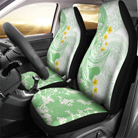 Green Hawaii Shark Tattoo Car Seat Cover Puakenikeni Lei Plumeria Polynesian Pattern