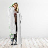 Green Hawaii Shark Tattoo Hooded Blanket Puakenikeni Lei Plumeria Polynesian Pattern