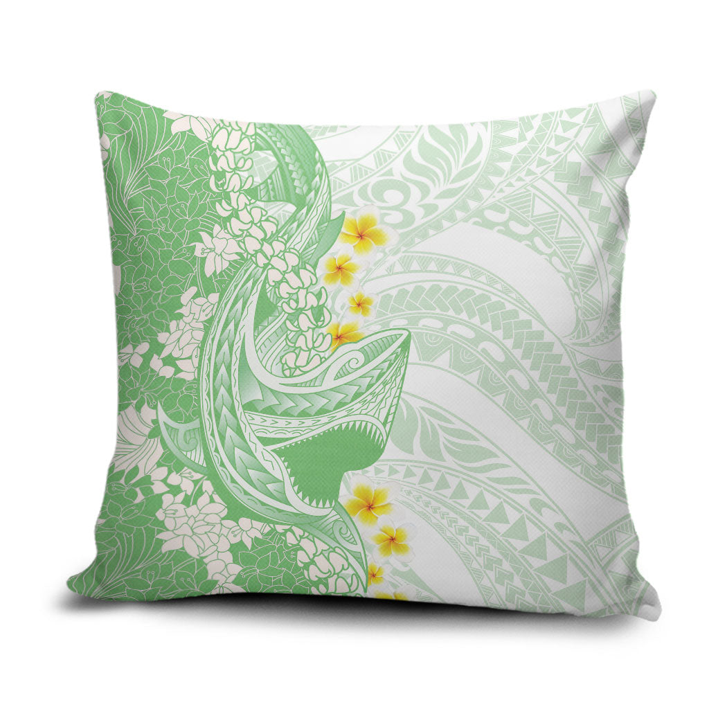 Green Hawaii Shark Tattoo Pillow Cover Puakenikeni Lei Plumeria Polynesian Pattern LT14 Green - Polynesian Pride