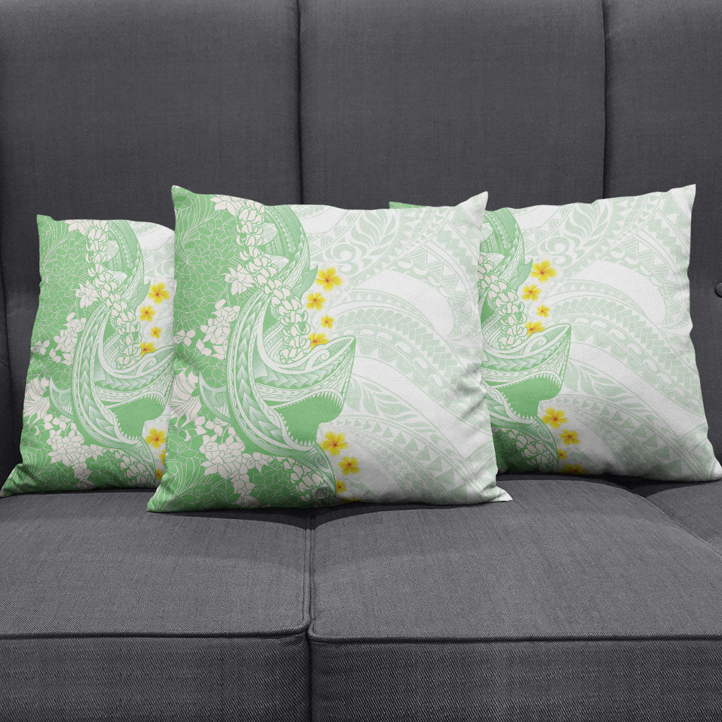 Green Hawaii Shark Tattoo Pillow Cover Puakenikeni Lei Plumeria Polynesian Pattern LT14 - Polynesian Pride