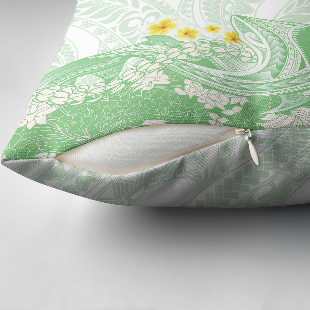 Green Hawaii Shark Tattoo Pillow Cover Puakenikeni Lei Plumeria Polynesian Pattern LT14 - Polynesian Pride
