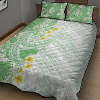 Green Hawaii Shark Tattoo Quilt Bed Set Puakenikeni Lei Plumeria Polynesian Pattern LT14 - Polynesian Pride