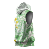 Green Hawaii Shark Tattoo Sleeveless Hoodie Puakenikeni Lei Plumeria Polynesian Pattern LT14 - Polynesian Pride