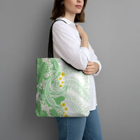 Green Hawaii Shark Tattoo Tote Bag Puakenikeni Lei Plumeria Polynesian Pattern