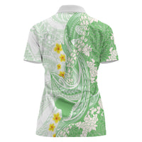 Green Hawaii Shark Tattoo Women Polo Shirt Puakenikeni Lei Plumeria Polynesian Pattern LT14 - Polynesian Pride