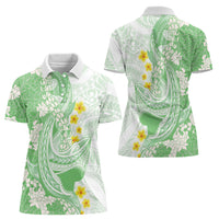 Green Hawaii Shark Tattoo Women Polo Shirt Puakenikeni Lei Plumeria Polynesian Pattern LT14 - Polynesian Pride