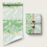 Green Hawaii Shark Tattoo Wrapping Paper Puakenikeni Lei Plumeria Polynesian Pattern LT14 58" × 23" Green - Polynesian Pride