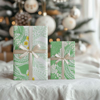 Green Hawaii Shark Tattoo Wrapping Paper Puakenikeni Lei Plumeria Polynesian Pattern LT14 - Polynesian Pride