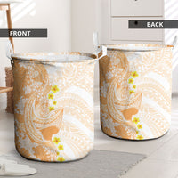 Orange Hawaii Shark Tattoo Laundry Basket Puakenikeni Lei Plumeria Polynesian Pattern