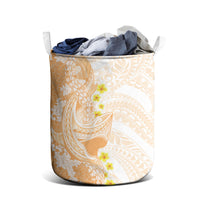 Orange Hawaii Shark Tattoo Laundry Basket Puakenikeni Lei Plumeria Polynesian Pattern