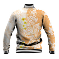Orange Hawaii Shark Tattoo Baseball Jacket Puakenikeni Lei Plumeria Polynesian Pattern