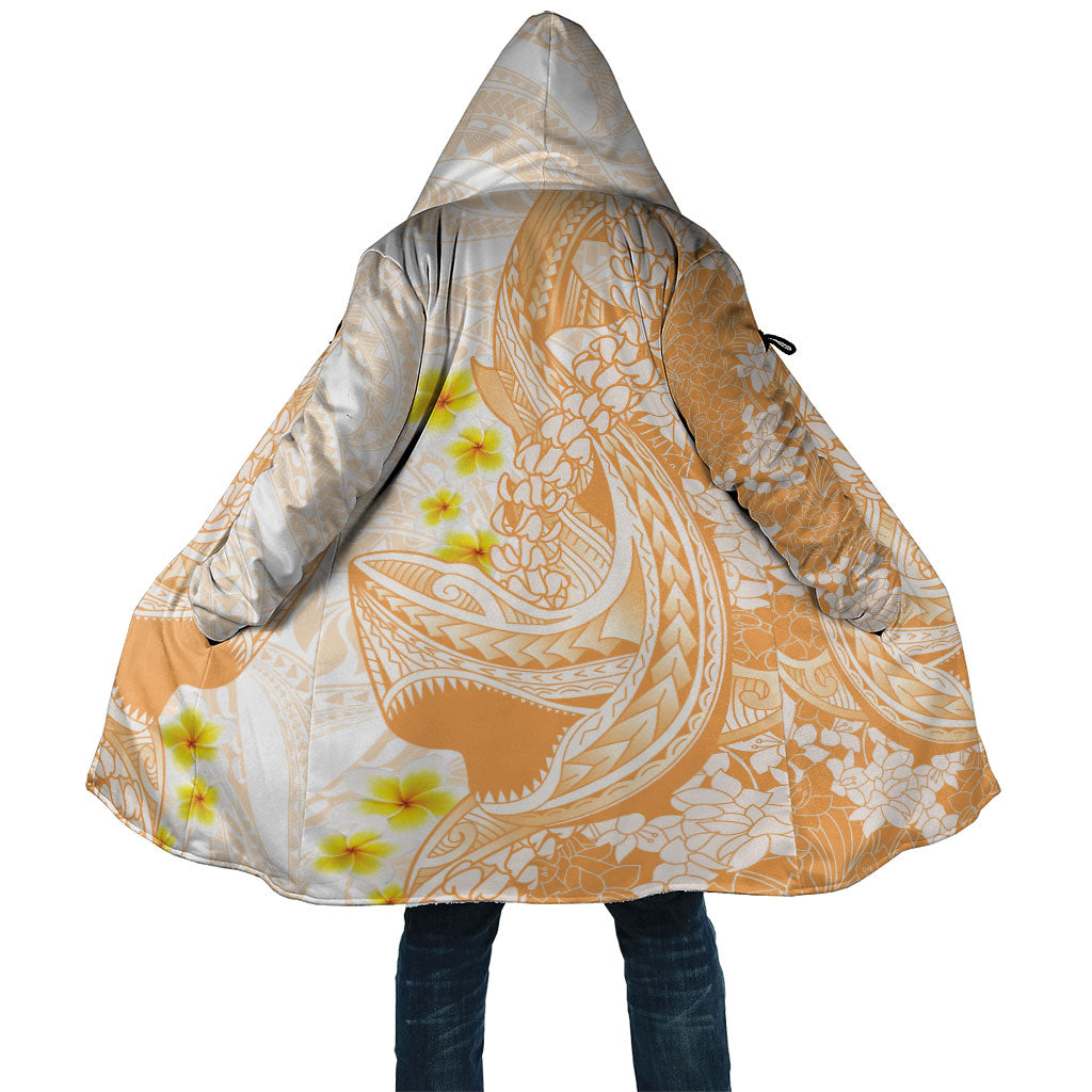 Orange Hawaii Shark Tattoo Cloak Puakenikeni Lei Plumeria Polynesian Pattern