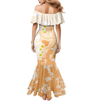 Orange Hawaii Shark Tattoo Family Matching Mermaid Dress and Hawaiian Shirt Puakenikeni Lei Plumeria Polynesian Pattern LT14 - Polynesian Pride