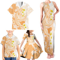 Orange Hawaii Shark Tattoo Family Matching Tank Maxi Dress and Hawaiian Shirt Puakenikeni Lei Plumeria Polynesian Pattern LT14 - Polynesian Pride