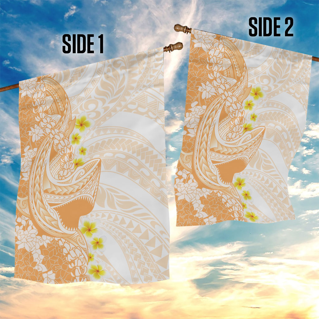 Orange Hawaii Shark Tattoo Garden Flag Puakenikeni Lei Plumeria Polynesian Pattern