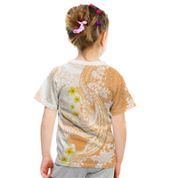 Orange Hawaii Shark Tattoo Kid T Shirt Puakenikeni Lei Plumeria Polynesian Pattern