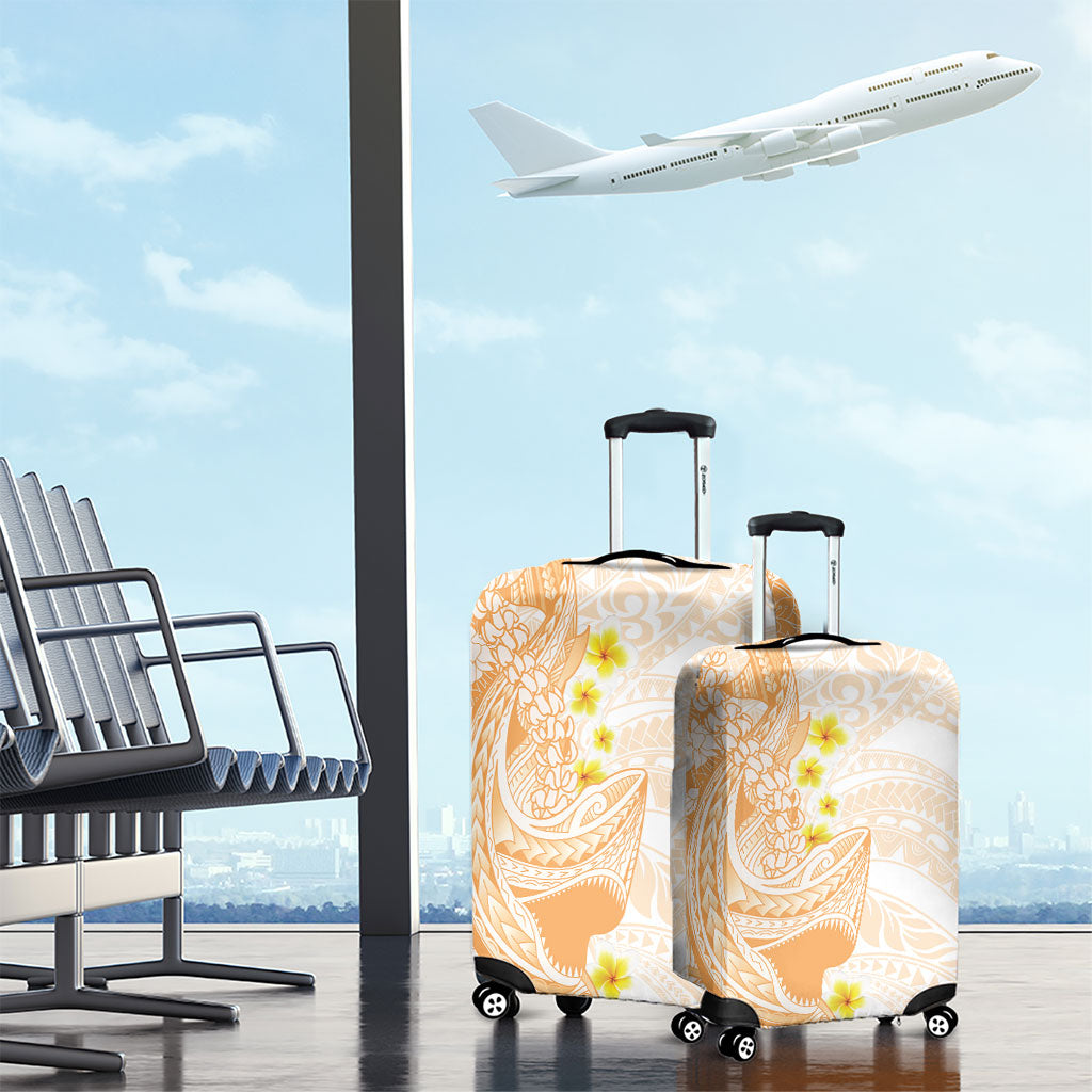 Orange Hawaii Shark Tattoo Luggage Cover Puakenikeni Lei Plumeria Polynesian Pattern