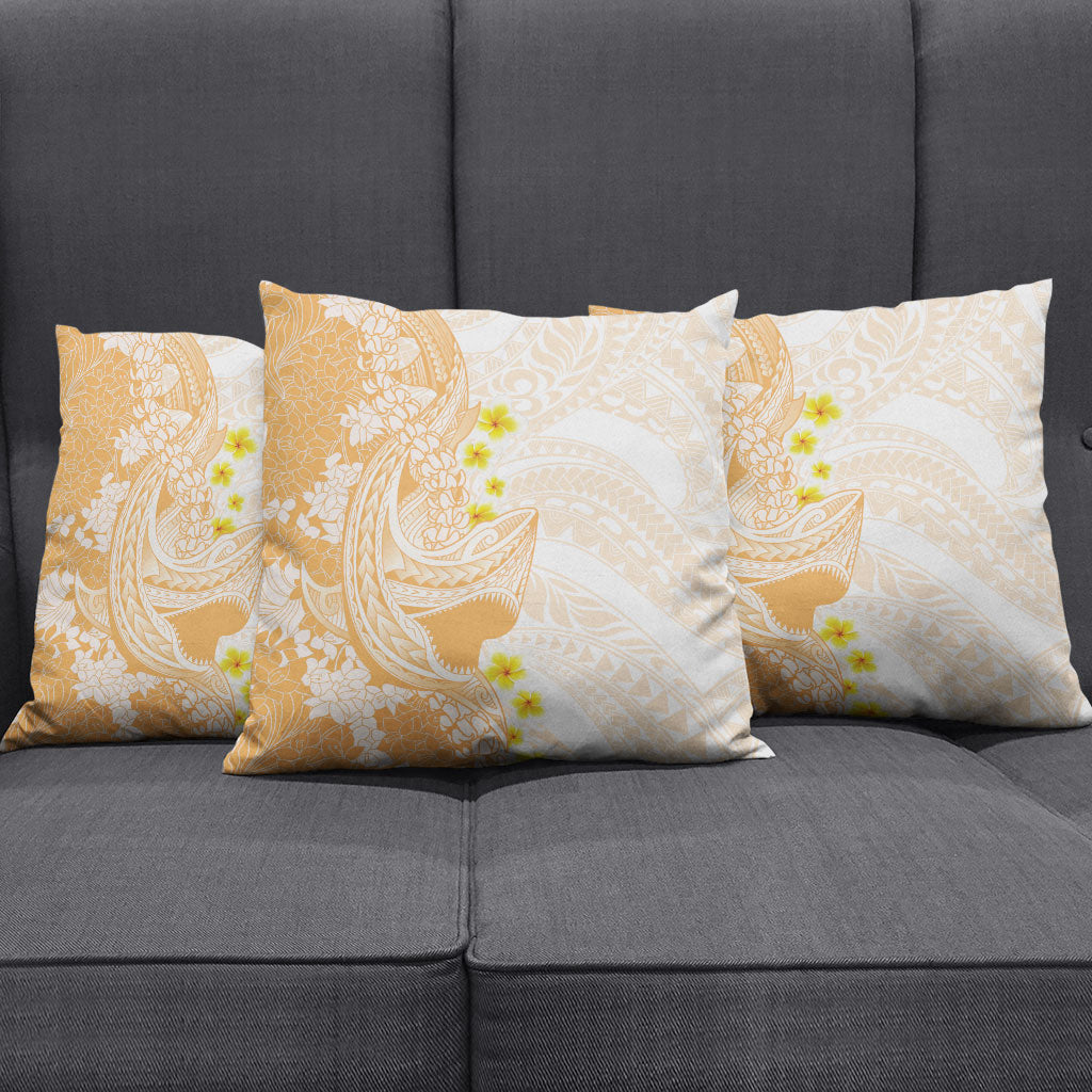Orange Hawaii Shark Tattoo Pillow Cover Puakenikeni Lei Plumeria Polynesian Pattern LT14 - Polynesian Pride
