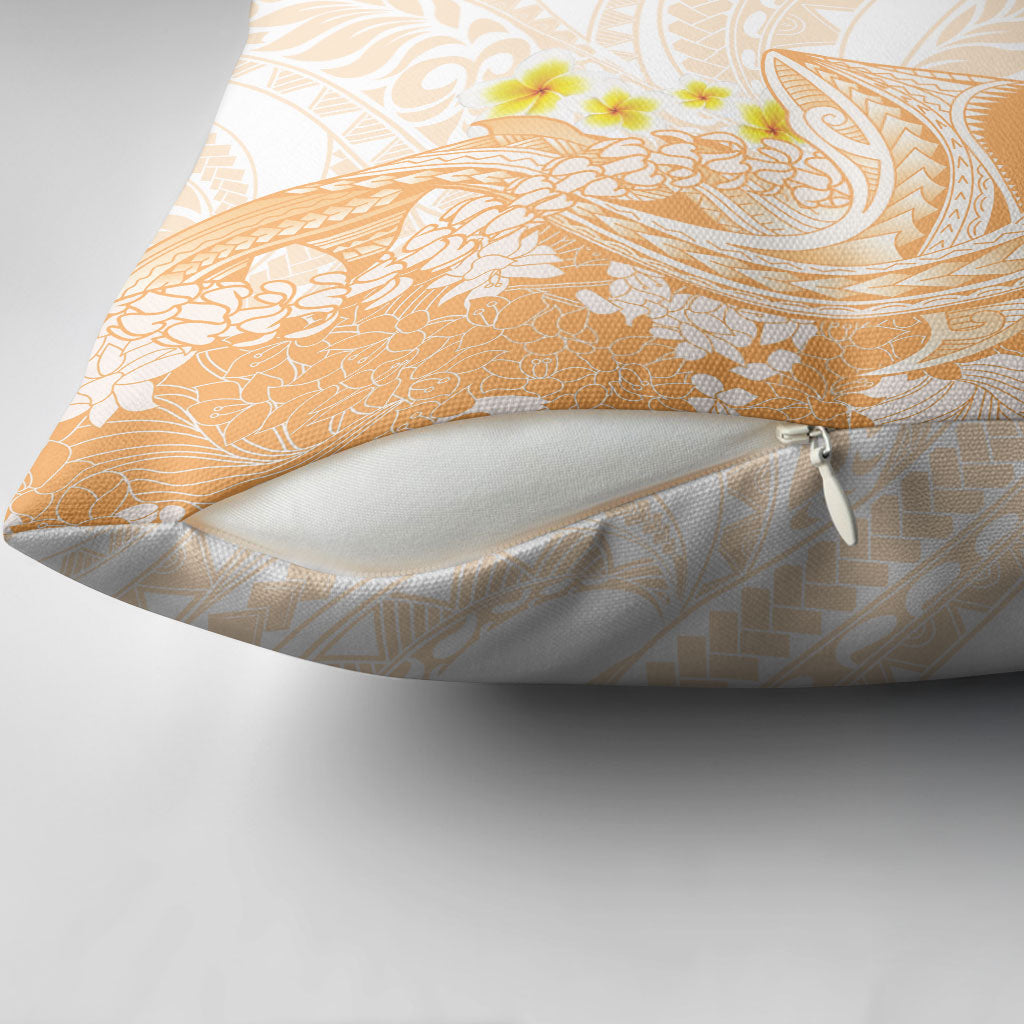 Orange Hawaii Shark Tattoo Pillow Cover Puakenikeni Lei Plumeria Polynesian Pattern LT14 - Polynesian Pride