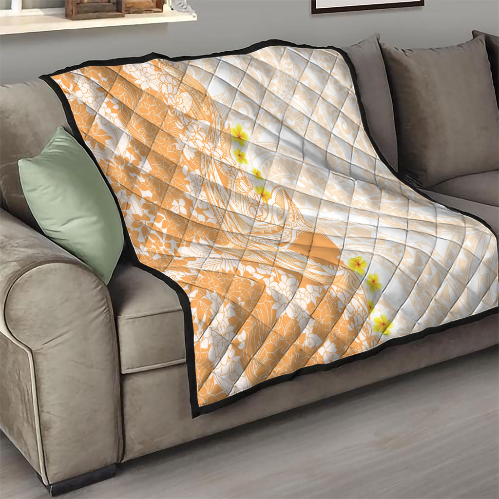 Orange Hawaii Shark Tattoo Quilt Puakenikeni Lei Plumeria Polynesian Pattern LT14 - Polynesian Pride