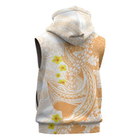 Orange Hawaii Shark Tattoo Sleeveless Hoodie Puakenikeni Lei Plumeria Polynesian Pattern LT14 - Polynesian Pride
