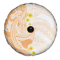 Orange Hawaii Shark Tattoo Spare Tire Cover Puakenikeni Lei Plumeria Polynesian Pattern