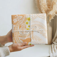 Orange Hawaii Shark Tattoo Wrapping Paper Puakenikeni Lei Plumeria Polynesian Pattern