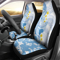 Blue Hawaii Shark Tattoo Car Seat Cover Puakenikeni Lei Plumeria Polynesian Pattern