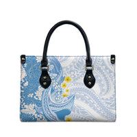 Blue Hawaii Shark Tattoo Leather Bag Puakenikeni Lei Plumeria Polynesian Pattern