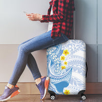 Blue Hawaii Shark Tattoo Luggage Cover Puakenikeni Lei Plumeria Polynesian Pattern