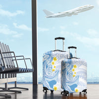 Blue Hawaii Shark Tattoo Luggage Cover Puakenikeni Lei Plumeria Polynesian Pattern