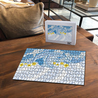 Blue Hawaii Shark Tattoo Puzzle Puakenikeni Lei Plumeria Polynesian Pattern