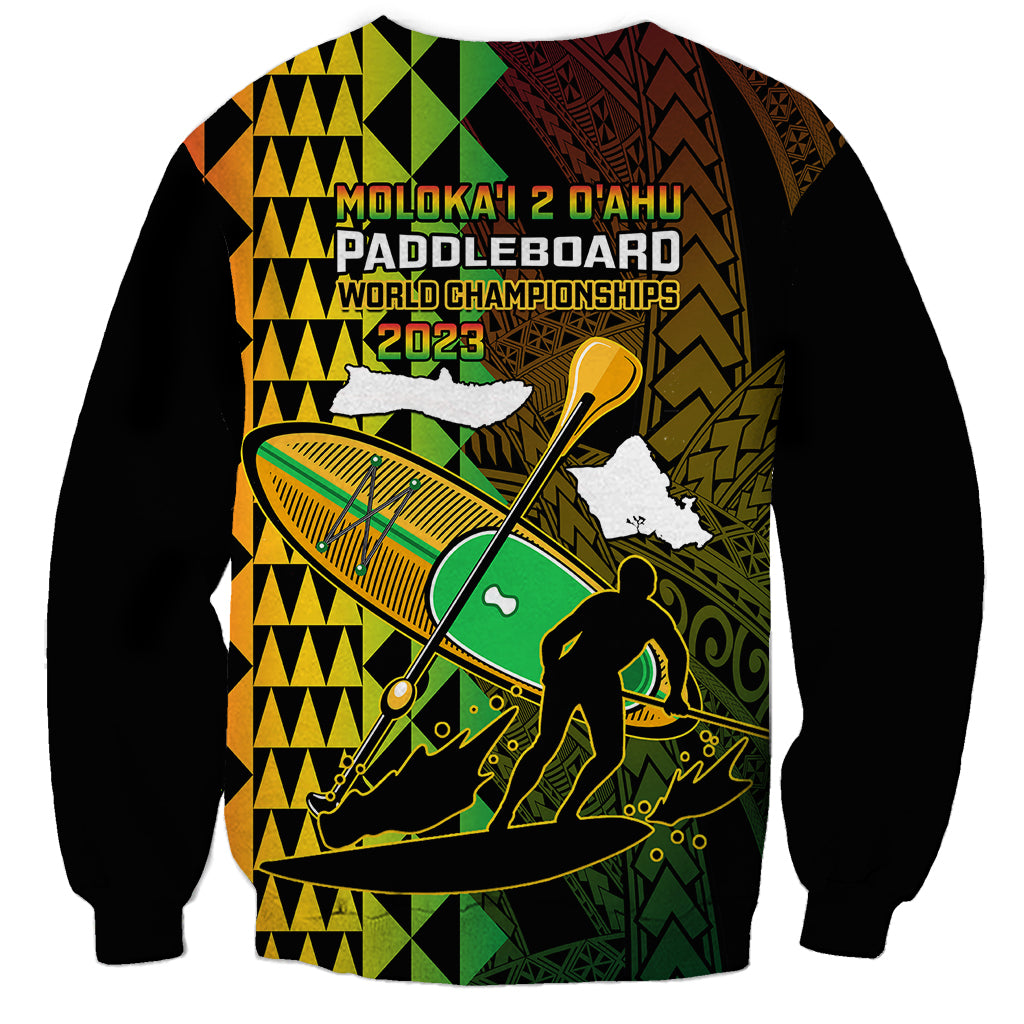 Paddle Board Hawaii Sweatshirt Molokai 2 Oahu World Championships Kakau Pattern LT14 - Polynesian Pride
