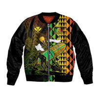 Personalised Paddle Board Hawaii Bomber Jacket Molokai 2 Oahu World Championships Kakau Pattern LT14 Unisex Black - Polynesian Pride