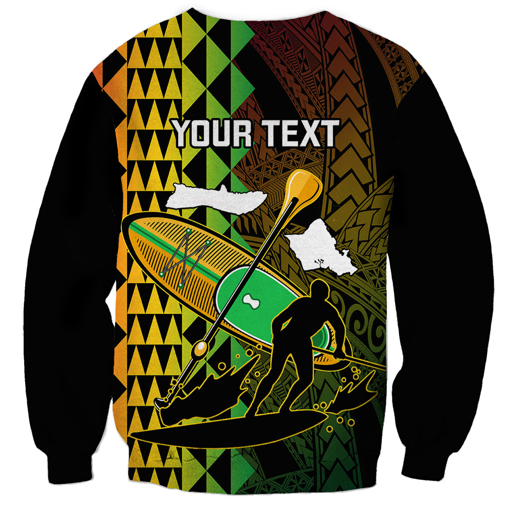 Personalised Paddle Board Hawaii Sweatshirt Molokai 2 Oahu World Championships Kakau Pattern LT14 - Polynesian Pride