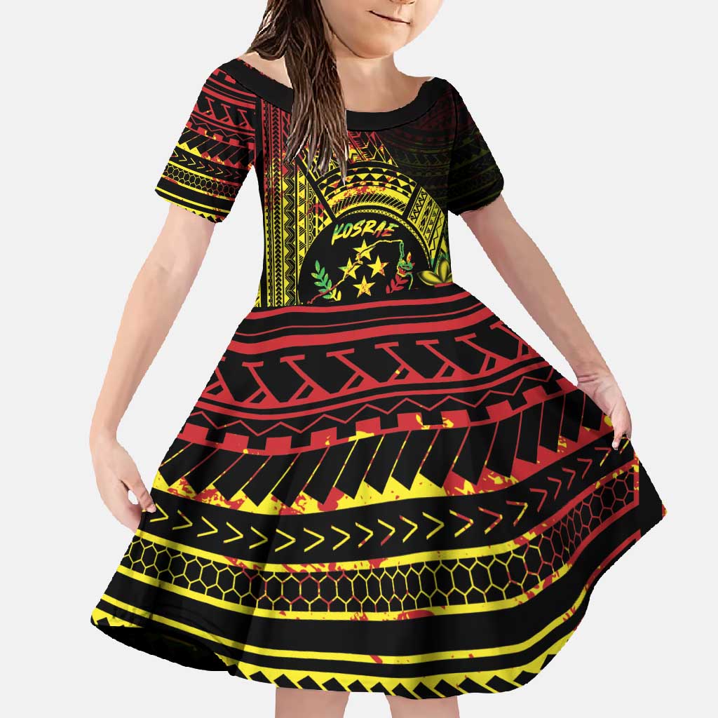 Reggae Kosrae Liberation Day Family Matching Long Sleeve Bodycon Dress and Hawaiian Shirt September 8 Polynesian Tattoo - Polynesian Pride