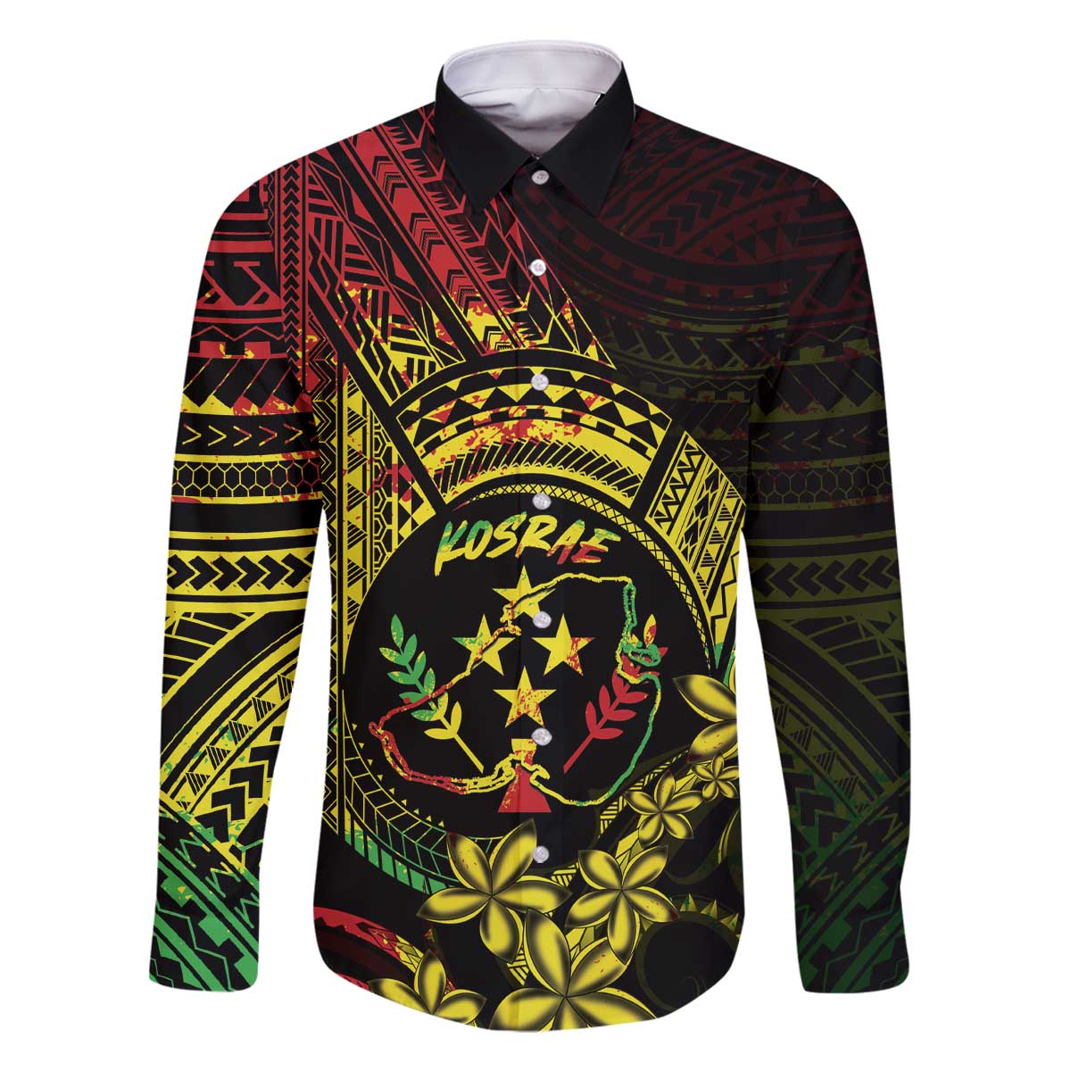 Reggae Kosrae Liberation Day Family Matching Off The Shoulder Long Sleeve Dress and Hawaiian Shirt September 8 Polynesian Tattoo - Polynesian Pride