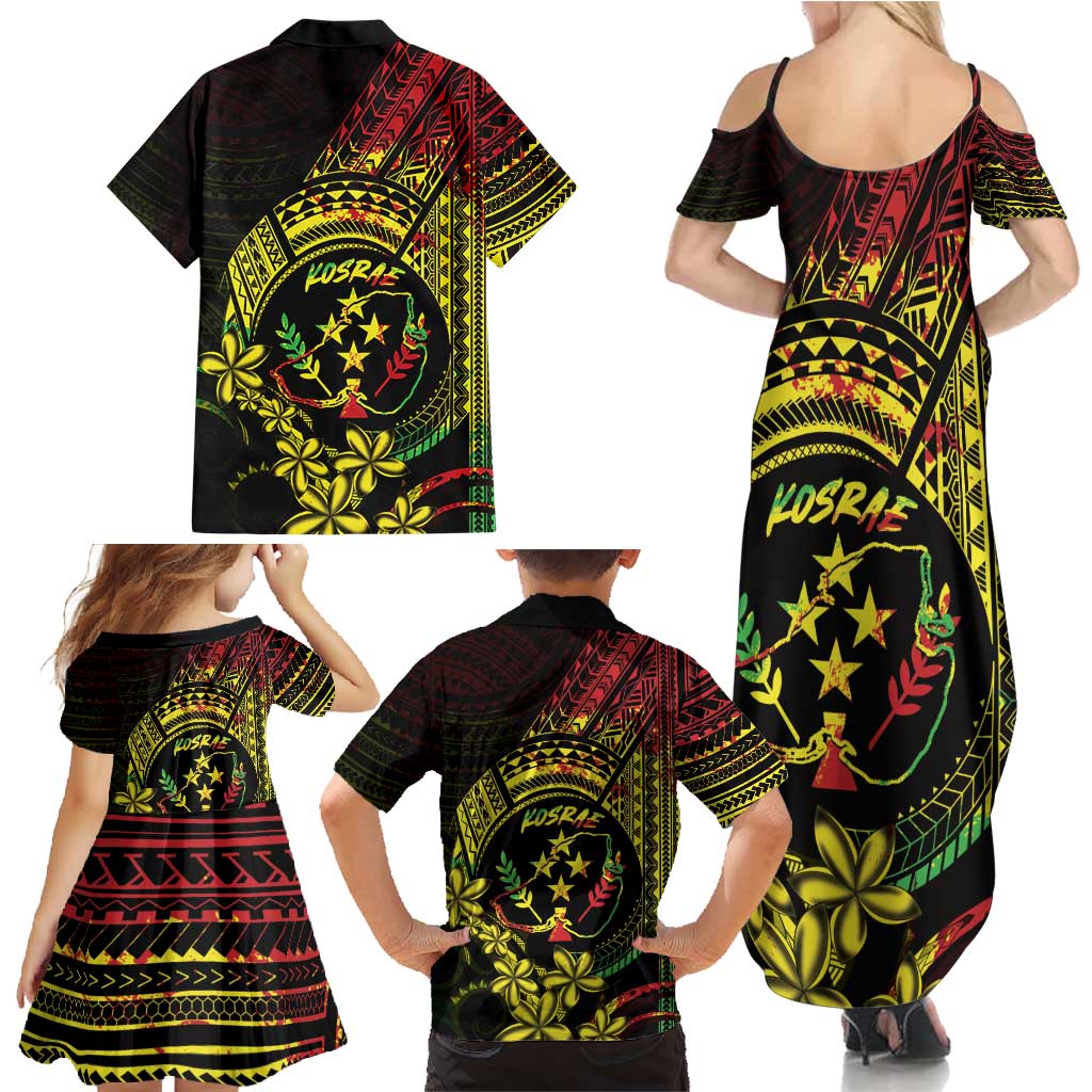 Reggae Kosrae Liberation Day Family Matching Summer Maxi Dress and Hawaiian Shirt September 8 Polynesian Tattoo - Polynesian Pride