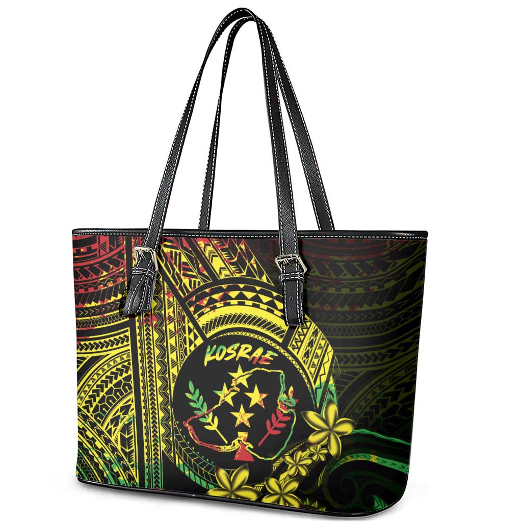 Reggae Kosrae Liberation Day Leather Tote Bag September 8 Polynesian Tattoo - Polynesian Pride