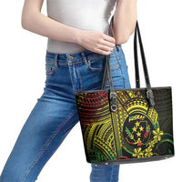 Reggae Kosrae Liberation Day Leather Tote Bag September 8 Polynesian Tattoo - Polynesian Pride