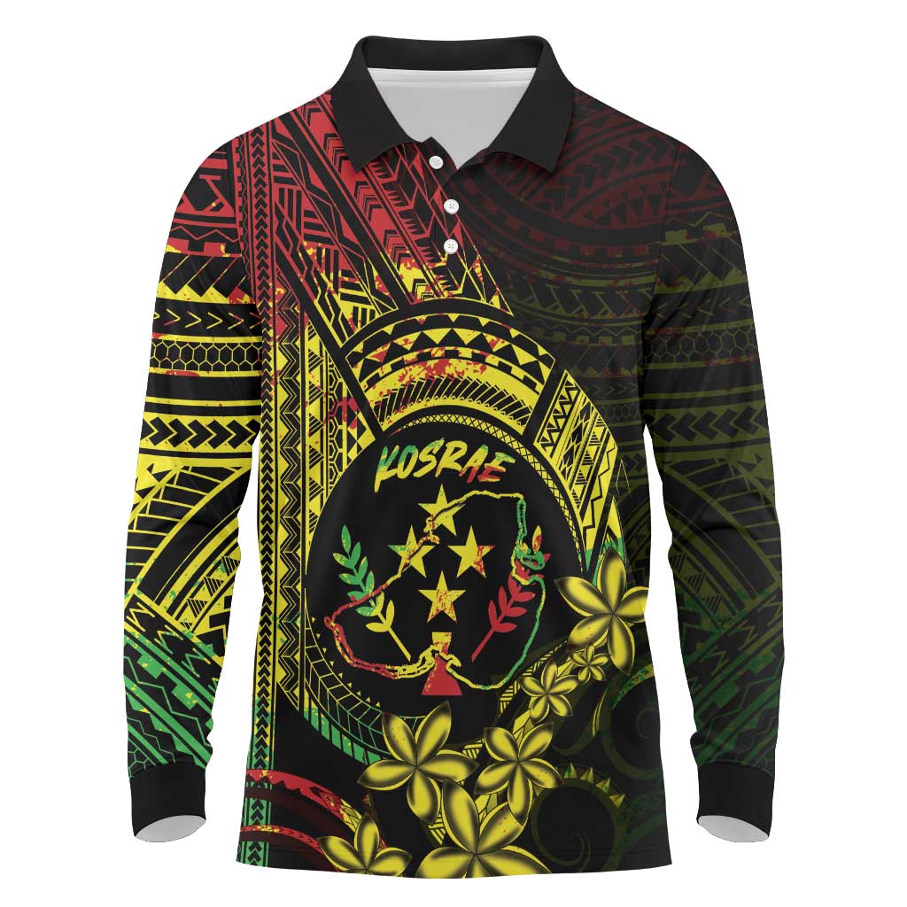 Reggae Kosrae Liberation Day Long Sleeve Polo Shirt September 8 Polynesian Tattoo - Polynesian Pride