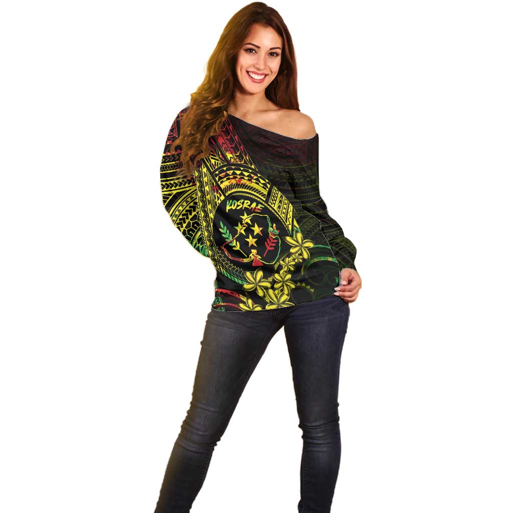 Reggae Kosrae Liberation Day Off Shoulder Sweater September 8 Polynesian Tattoo - Polynesian Pride